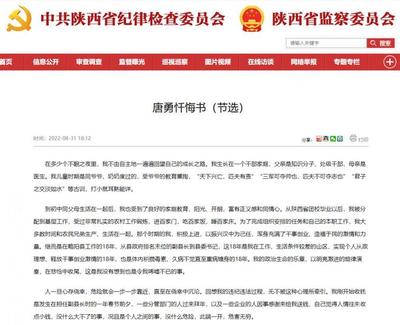 陕西省委统战部原副部长唐勇受贿案细节:商人拖着行李箱送钱,曾收上百公务员贿赂