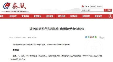 陕西省委统战部副部长唐勇被查:因运作其子读本科卷入商人敲诈校长案当证人